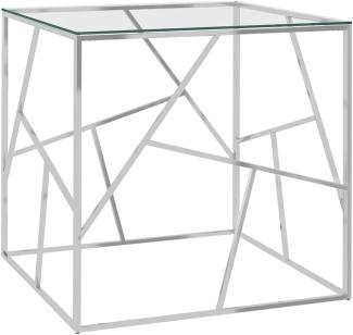 vidaXL Couchtisch Silbern 55x55x55 cm Edelstahl und Glas [289016]