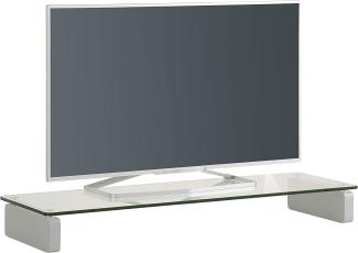 TV-Board "1612" aus MDF / ESG-Sicherheitsglas in Klarglas. Abmessungen (B/H/T) 110x12x35 cm