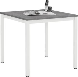 Schreibtisch "Siegendorf" aus Material / Spanplatte / Melaminharzbeschichtung / hochwertige ABS-Kanten in Metall weiß - steingrau. Abmessungen (B/H/T) 80x76x51 cm