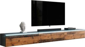 Furnix TV Lowboard Bargo Fernsehschrank Old Wood ohne LED-Beleuchtung B300 x H34 x T32 cm - TV-Schrank Kommode Sideboard, 2 Fächer mit Tür „Push-Click“, 2 offene Ablagen unten, Wandmontage möglich