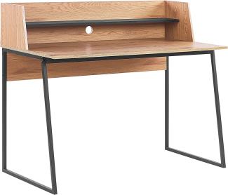 Schreibtisch heller Holzfarbton / Schwarz 120 x 59 cm mit erhöhter Ablage Industrieller Stil