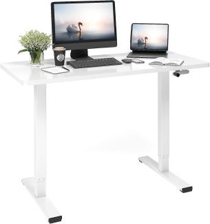 FLEXISPOT H1 höhenverstellbarer Schreibtisch （120 x 60 cm） mit Kurbel, Kurbelverstellbares Tischgestell，Weiß, Legierter Stahl