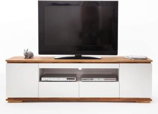 TV-Lowboard Chiaro weiß matt Lack und Eiche / Asteiche massiv 202 x 54 cm