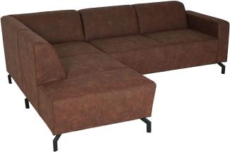 Ecksofa HWC-J60, Couch Sofa mit Ottomane links, Made in EU, wasserabweisend ~ Kunstleder braun