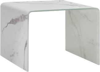 vidaXl Couchtisch, Hartglas Weiß Marmor-Optik, 50 x 50 x 45 cm