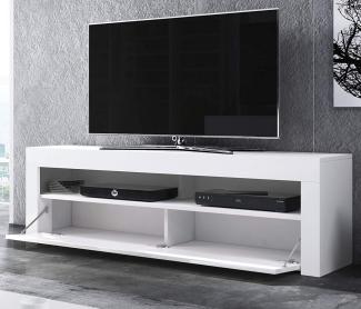 TV-Lowboard Live Hochglanz grau und weiß mit Beleuchtung 160 cm