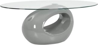 vidaXL Couchtisch mit Ovaler Glas-Tischplatte Hochglanz-Grau
