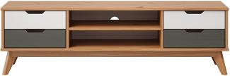 TV-Lowboard Scandik in Massivholz Kiefer honigfarben lackiert 140 cm