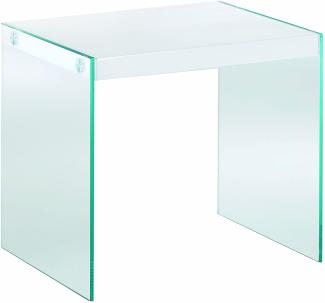Beistelltisch aus Holz weiß mit Glasgestell, ca. 40x35x35cm