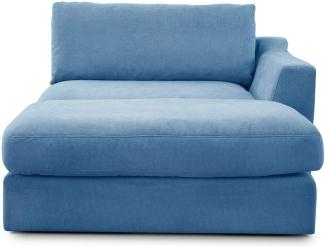 CAVADORE Sofa-Modul "Fiona" Longchair mit Armteil rechts / XXL-Recamiere passend zur Couchgarnitur Fiona / 139 x 90 x 199 /Webstoff hellblau