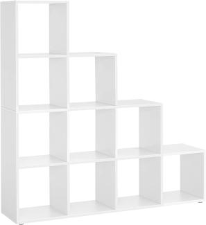 VASAGLE Bücherregal, weiß, 129,5 x 29 x 129,5 cm