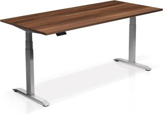 Möbel-Eins OFFICE ONE elektrisch höhenverstellbarer Schreibtisch / Stehtisch, Material Dekorspanplatte grau 160x80 cm nussbaumfarbig