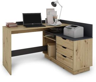 Schreibtisch, Eiche-Anthrazit, 129 x 83,5 x 105cm (BxHxT)