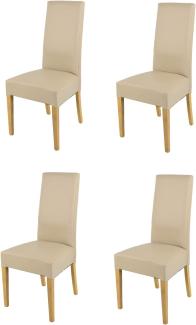 Tommychairs - 4er Set Moderne Stühle Luisa für Küche und Esszimmer, robuste Struktur aus lackiertem Buchenholz Farbe Eiche, Gepolstert und mit Kunstleder in der Farbe Leinen bezogen