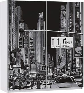 FORTE 'Plakato' Schwebetürenschrank weiß mit Motivdruck New York" 170 x 190 cm"