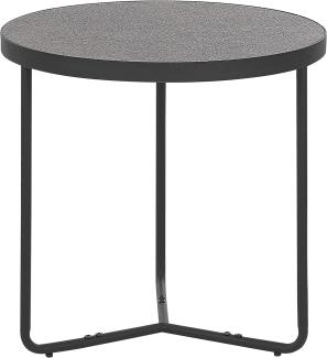 Couchtisch Set 2 Beistelltische groß und mittelgroß in Betonoptik MDF Tischplatte Metallgestell Rund Modern Industrielles Design
