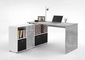 Schreibtisch 'LEXX' Beton-Optik/weiß