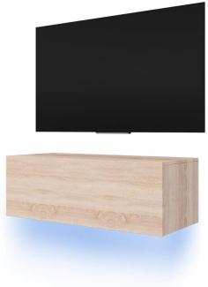 Selsey Skylara – Fernsehschrank/TV-Lowboard mit LED Modern Hängend 100 cm (Holzoptik Sonoma Eiche Matt)