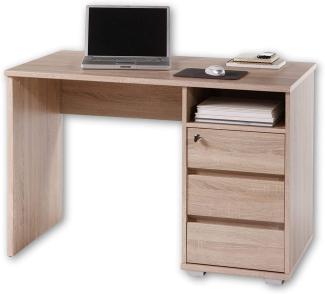 PRIMUS 1 Schreibtisch mit Schubladen, Sonoma Eiche Optik - Bürotisch Computertisch fürs Homeoffice mit Stauraum und offenem Ablagefach - 110 x 75 x 65 cm (B/H/T)