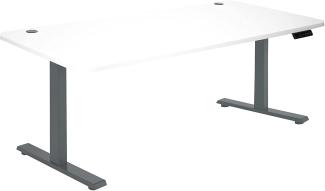 Schreibtisch HWC-D40, Computertisch, elektrisch höhenverstellbar 160x80cm 53kg ~ weiß, anthrazit-grau