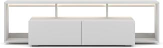 Domando Lowboard Cervinia Modern für Wohnzimmer Breite 150cm, Push-to-open-System, LED-Beleuchtung in Weiß, Weiß Matt