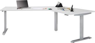 Maja Höhenverstellbarer Schreibtisch 5510 Metall platingrau - weiß matt