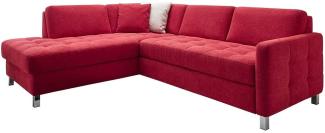 Cavadore Ecksofa Paolo mit gesteppter Sitzfläche / Großes Sofa in L-Form im modernen Design / 233 x 80 x 196 / Rot