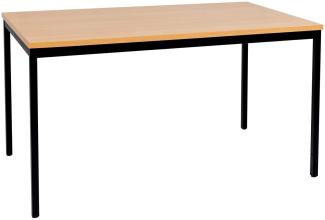 Furni24 Rechteckiger Universaltisch mit laminierter Platte Buche 160x80x75 cm, Metallgestell und niveauausgleichs Füßen, ideal im Homeoffice als Schreibtisch, Konferenztisch, Computertisch, Esstisch