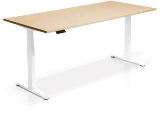 Möbel-Eins OFFICE ONE elektrisch höhenverstellbarer Schreibtisch / Stehtisch, Material Dekorspanplatte weiss 160x80 cm ahornfarbig