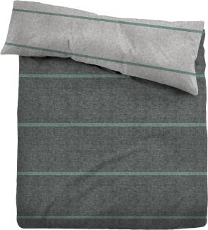 Tom Tailor Melange Flanell Wendebettwäsche Pure Stripes wintergreen | 135x200 cm + 80x80 cm