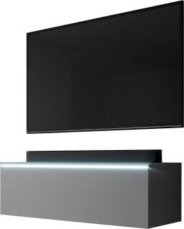 Furnix TV Lowboard Bargo Fernsehschrank Anthrazit mit LED-Beleuchtung B100 x H34 x T32 cm - TV-Schrank Kommode Sideboard, 2 Fächer mit Tür „Push-Click“, 2 offene Ablagen unten, Wandmontage möglich