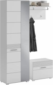 Garderobe Set 3-tlg. Linus in weiß Hochglanz 122 cm