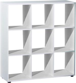 Bücherregal aus Laminat mit neun Fächern, weiße Farbe, 104,5 x 109 x 33.