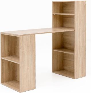 Wohnling Schreibtisch mit Regal 120x120x53 cm Sonoma