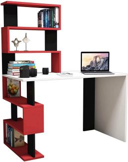 Homemania 'Snap Maxi' Schreibtisch, weiß/ schwarz/ rot, 120 x 60 x 148,2 cm