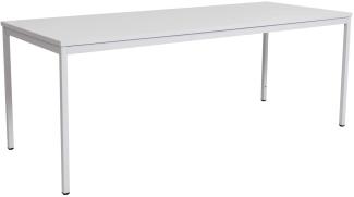 Furni24 Rechteckiger Universaltisch mit laminierter Platte Grau 200x100x75 cm, Metallgestell und niveauausgleichs Füßen, ideal im Homeoffice als Schreibtisch, Konferenztisch, Computertisch, Esstisch