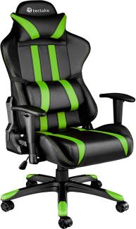 TecTake 800295 Bürostuhl Racing Gaming Stuhl ergonomisch mit Armlehnen inkl. Lordosenstütze und Nackenkissen - Diverse Farben - (schwarz grün | Nr. 402032)