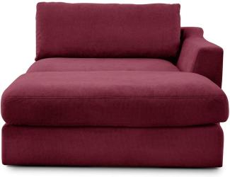 CAVADORE Sofa-Modul "Fiona" Longchair mit Armteil rechts / XXL-Recamiere passend zur Couchgarnitur Fiona / 139 x 90 x 199 /Webstoff burgunder-rot