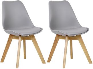 WOLTU BH29gr-2 2 x Esszimmerstühle 2er Set Esszimmerstuhl Design Stuhl Küchenstuhl Holz, Grau