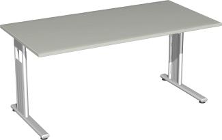 'C Fuß Flex' Schreibtisch, lichtgrau/ Silber, 160 x 80 x 72 cm