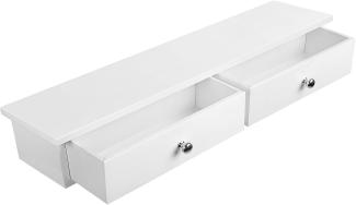 Wandregal mit 2 Schubladen Wandschublade Schweberegal aus MDF-Platte Wandschrank Weiß LWS65WT