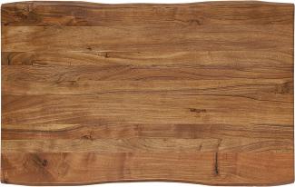WOMO-DESIGN Baumkantentisch 110x70 cm, Unikat, handgefertigt aus Massivholz Akazienholz mit X-Füße Metallgestell Stahl Schwarz, Couchtisch Wohnzimmertisch Beistelltisch Sofatisch Holztisch Kaffeetisch