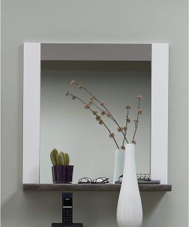 Wandspiegel 'Mateo' hochwertiger, pflegeleichter Spiegel für Flur & Garderobe, Weiß/ Driftwood Optik, 66 x 70 x 14 cm (B/H/T)