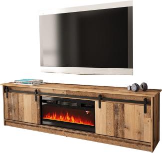 TV-Lowboard Otemna mit Elektrischem Kamin (Farbe: Old Wood)