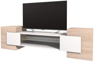 Selsey Charles – TV-Lowboard/Fernsehschrank in Sonoma Eiche/Weiß Stehend 160 cm