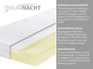 Traumnacht Basic 2 in 1 Duo KaltschaumMatratze, Härtegrad 2 und 3, 100 x 200 cm, Höhe 16 cm, weiß