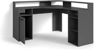 byLIVING Fox Gaming-Schreibtisch, Eckschreibtisch, viel Ablagefläche, mit Aufsatz, Holzwerkstoff Spanplatte, schwarz, B 139, H 120, T 139 cm