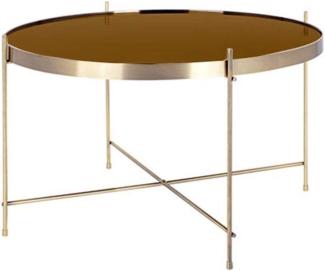HOMEXPERTS Couchtisch TREND / Beistelltisch Farbe gold mit Tischplatte aus Glas und Metallgestell pulver beschichtet / Sofatisch Farbe gold / D 70, H 40 cm