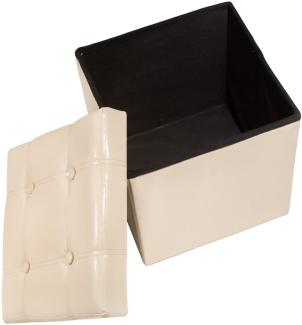 Faltbarer Sitzwürfel aus Kunstleder mit Stauraum beige