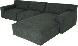 Ecksofa HWC-J59, Couch Sofa mit Ottomane rechts, Made in EU, wasserabweisend ~ Kunstleder grau
